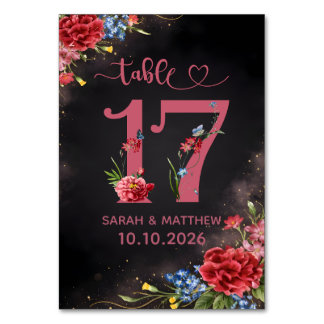 Numéro De Table Blush Floral Wedding Table Number 17 Card