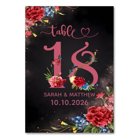 Numéro De Table Blush Floral Wedding Table Number 18 Card (Par défaut)