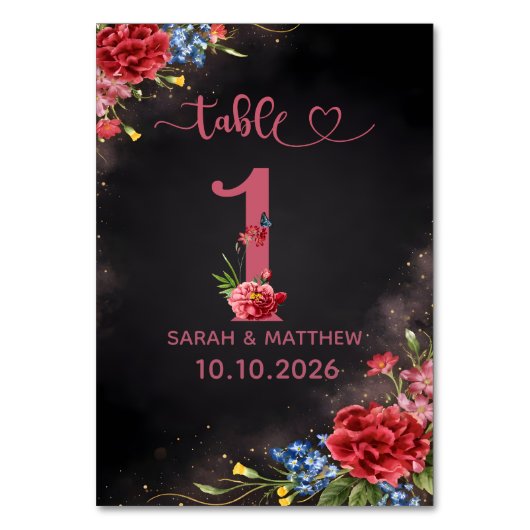 Numéro De Table Blush Floral Wedding Table Number  1 Card (Par défaut)