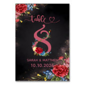 Numéro De Table Blush Floral Wedding Table Number 8 Card (Dos)