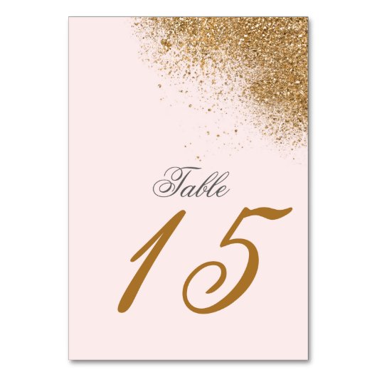 Numéro De Table Blush Gold Parties scintillant Sparkle Mariage élé (Dos)