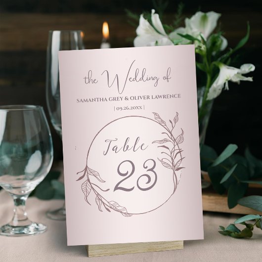 Numéro De Table Blush Minimalist Wedding Table Card