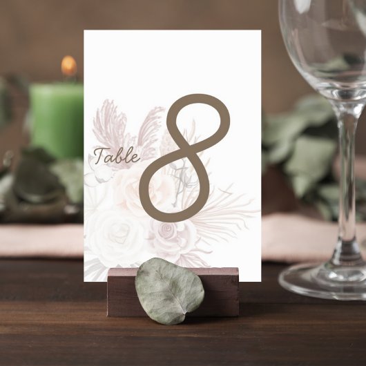 Numéro De Table Blush Pampas Grass Wedding Table Number Card