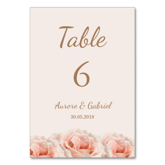 Numéro De Table Blush Peach Mariage Rose fleuri Numéro de tableau (Par défaut)