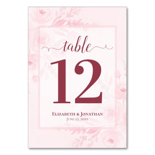 Numéro De Table Blush Pink Boho Chic Floral Elegant Wedding (Par défaut)