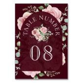Numéro De Table Blush Pink Floral Eucalyptus Burgundy Wedding (Dos)