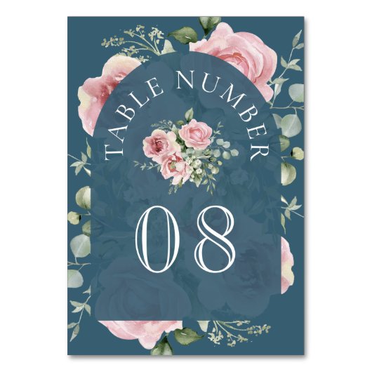 Numéro De Table Blush Pink Floral Eucalyptus Dusty Blue Wedding (Par défaut)