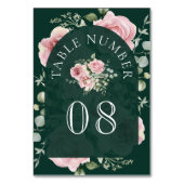 Numéro De Table Blush Pink Floral Eucalyptus Emerald Green Wedding (Dos)