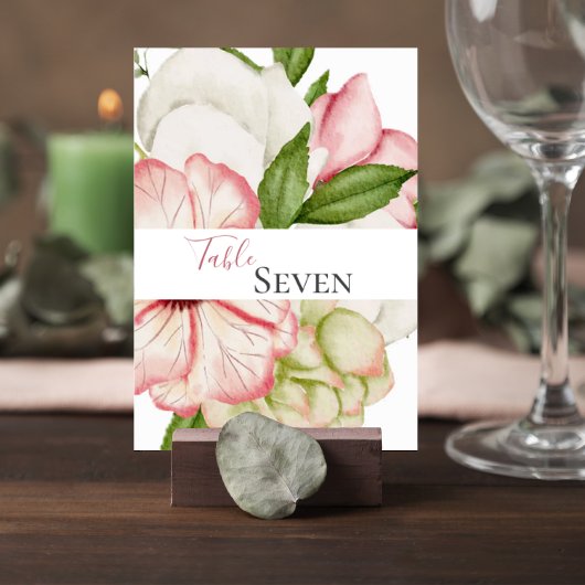 Numéro De Table Blush Pink Floral Wedding Table Number Card