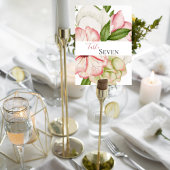 Numéro De Table Blush Pink Floral Wedding Table Number Card