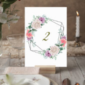 Numéro De Table Blush Pink Floral Wedding Table Number Card