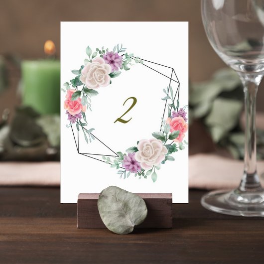 Numéro De Table Blush Pink Floral Wedding Table Number Card