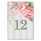 Numéro De Table Blush Pink Peony Wedding | Sage Green Elegant (Par défaut)