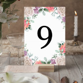 Numéro De Table Blush Pink Rose Wedding Table Number Card