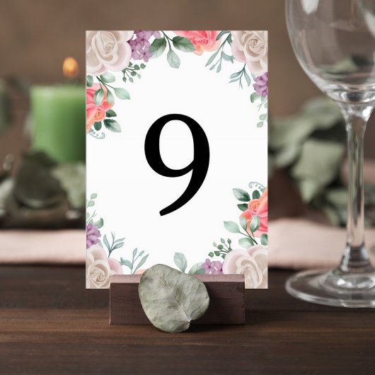 Numéro De Table Blush Pink Rose Wedding Table Number Card