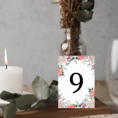 Numéro De Table Blush Pink Rose Wedding Table Number Card