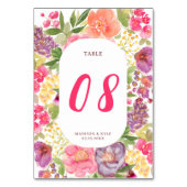 Numéro De Table Bohème brillant arc floral script chic mariage (Dos)