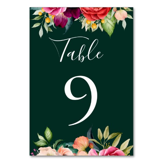 Numéro De Table Bohème fleuris Emerald Green (Par défaut)