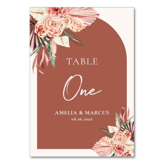 Numéro De Table Bohème Floral Terracotta & Ivory Mariage Invitat (Par défaut)