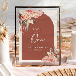 Numéro De Table Bohème Floral Terracotta & Ivory Mariage Invitat<br><div class="desc">Cette magnifique collection regorge de fleurs bohèmes audacieuses aux couleurs terre cuite et ivoire.</div>