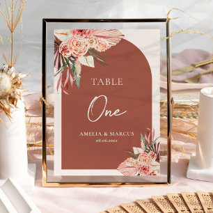 Numéro De Table Bohème Floral Terracotta & Ivory Mariage Invitat
