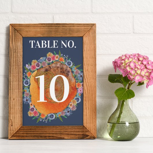Numéro De Table Bohemian Garden Blue Boho Fleur sauvage Mariage