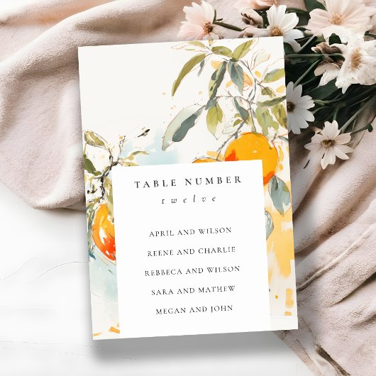 Numéro De Table Boho Abstrait Orange Jardin Mariage Siège