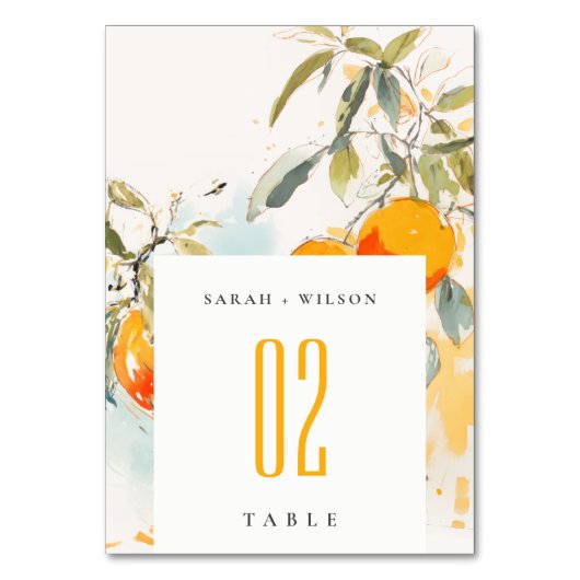 Numéro De Table Boho Abstrait Sketchy Orange Garden Mariage (Dos)