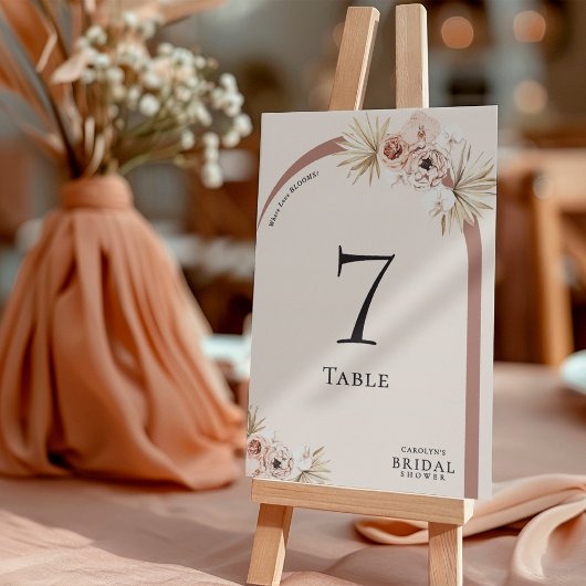 Numéro De Table Boho Aquarelle Floral Fête des mariées Arc Moderne