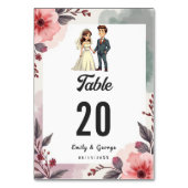 Numéro De Table Boho Aquarelle Florale Mariée Et Mariage De Chambr (Dos)