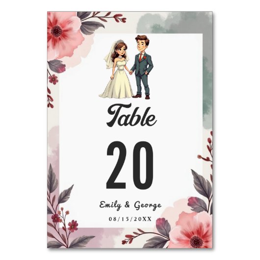 Numéro De Table Boho Aquarelle Florale Mariée Et Mariage De Chambr (Par défaut)