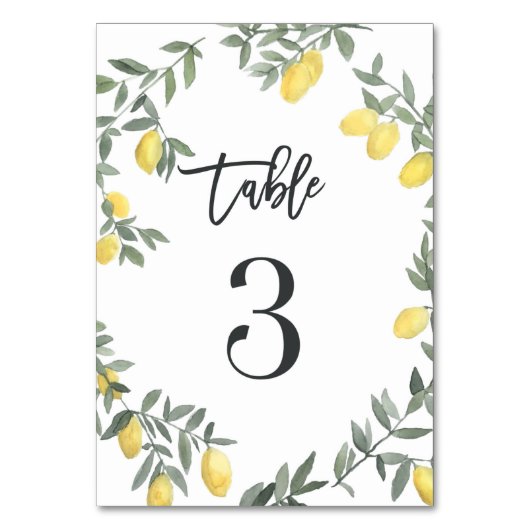 Numéro De Table Boho Aquarelle Laine de citron Tableau 3 (Par défaut)