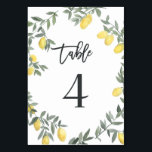 Numéro De Table Boho Aquarelle Laine de citron Tableau 4<br><div class="desc">Aquarelle Boho Laine de citron Tableau 4 Numéro du tableau. Carte de numéro de table d'inspiration boho avec une couronne de citron aquarelle. Lumineux et capricieux,  parfait pour les mariages du printemps et de l'été,  des douches nuptiales et bien plus encore.</div>
