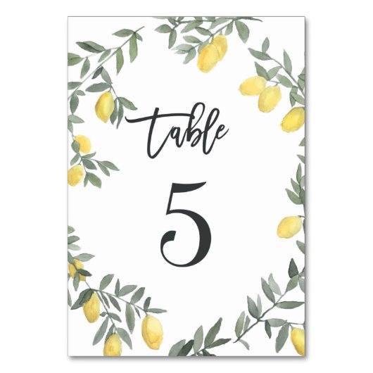 Numéro De Table Boho Aquarelle Laine de citron Tableau 5 (Par défaut)