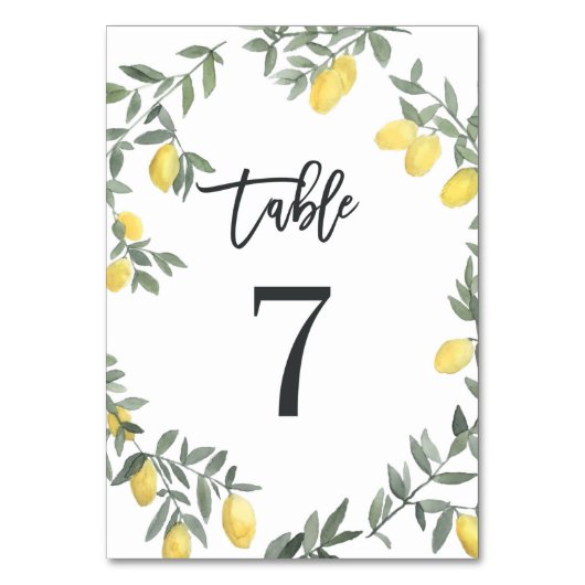 Numéro De Table Boho Aquarelle Laine de citron Tableau 7 (Dos)