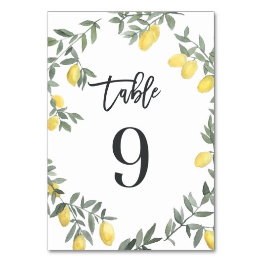 Numéro De Table Boho Aquarelle Laine de citron Tableau 9 (Par défaut)