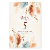 Numéro De Table Boho Aquarelle Terracotta Pampas Gris Beige Bleu (Dos)