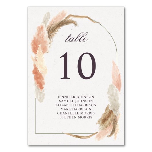 Numéro De Table Boho arch pampas herbe moderne mariage (Par défaut)