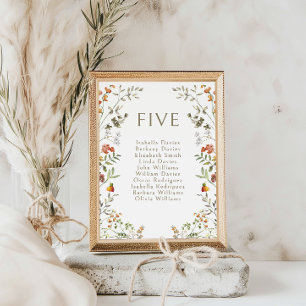 Numéro De Table Boho Autumn Meadow Floral Wedding Numéros du table