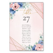 Numéro De Table Boho bleu clair fleurs eucalyptus or (Dos)