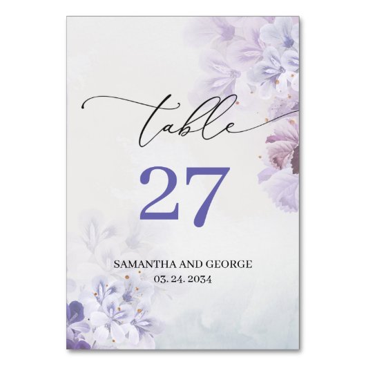 Numéro De Table Boho bleu lilas violet doux et roux (Dos)