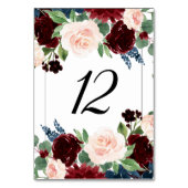 Numéro De Table Boho Bloom | Bouquets rouges bordeaux et bleus mar (Par défaut)