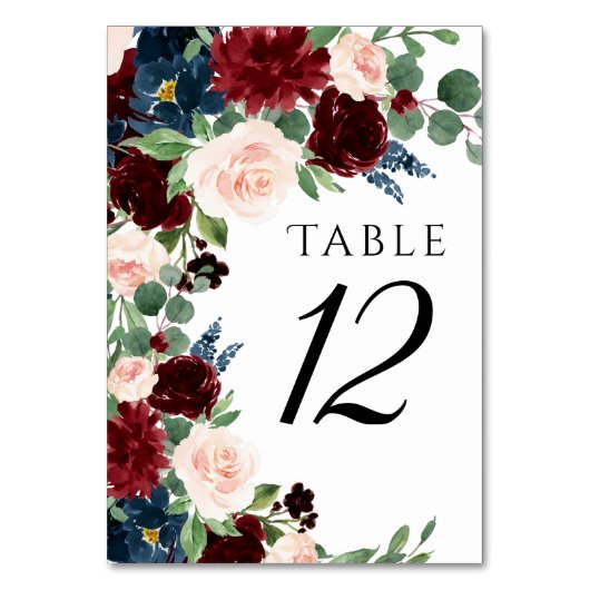 Numéro De Table Boho Bloom | Couronne de fleurs rouge bordeaux et  (Par défaut)
