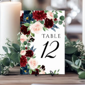 Numéro De Table Boho Bloom | Couronne de fleurs rouge bordeaux et 