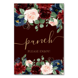 Numéro De Table Boho Bloom   La Bourgogne foncée et les cures bleu