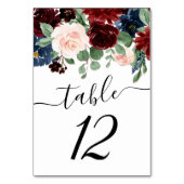 Numéro De Table Boho Bloom | Rouge Bourgogne et bleu marine (Par défaut)