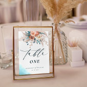 Numéro De Table Boho Blue Peach Floral Mariage Numéro de tableau