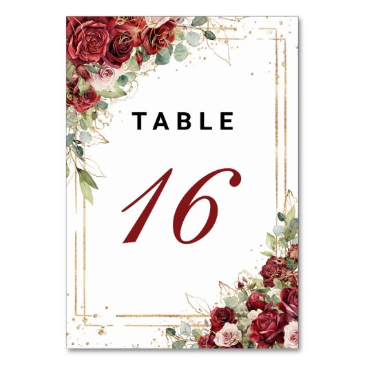 Numéro De Table Boho Blush Bourgogne Floral Or Mariage géométrique (Par défaut)