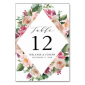 Numéro De Table Boho Blush et rose Mariage floral (Dos)