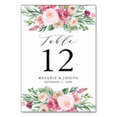 Numéro De Table Boho Blush et rose Mariage floral (Dos)